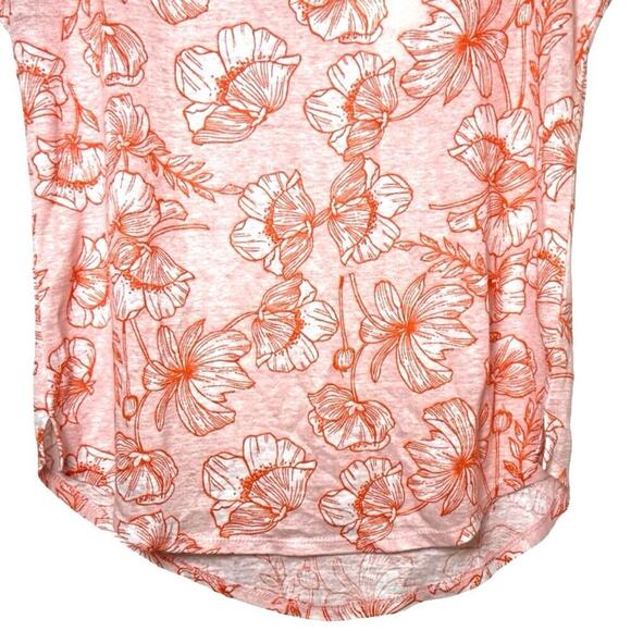 NWT Cynthia Rowley Women’s 100% Linen Floral Short Sleeve Shirt Orange Size M - Picture 4 of 5